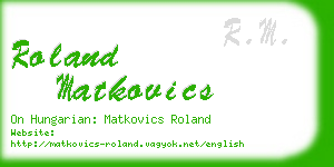 roland matkovics business card